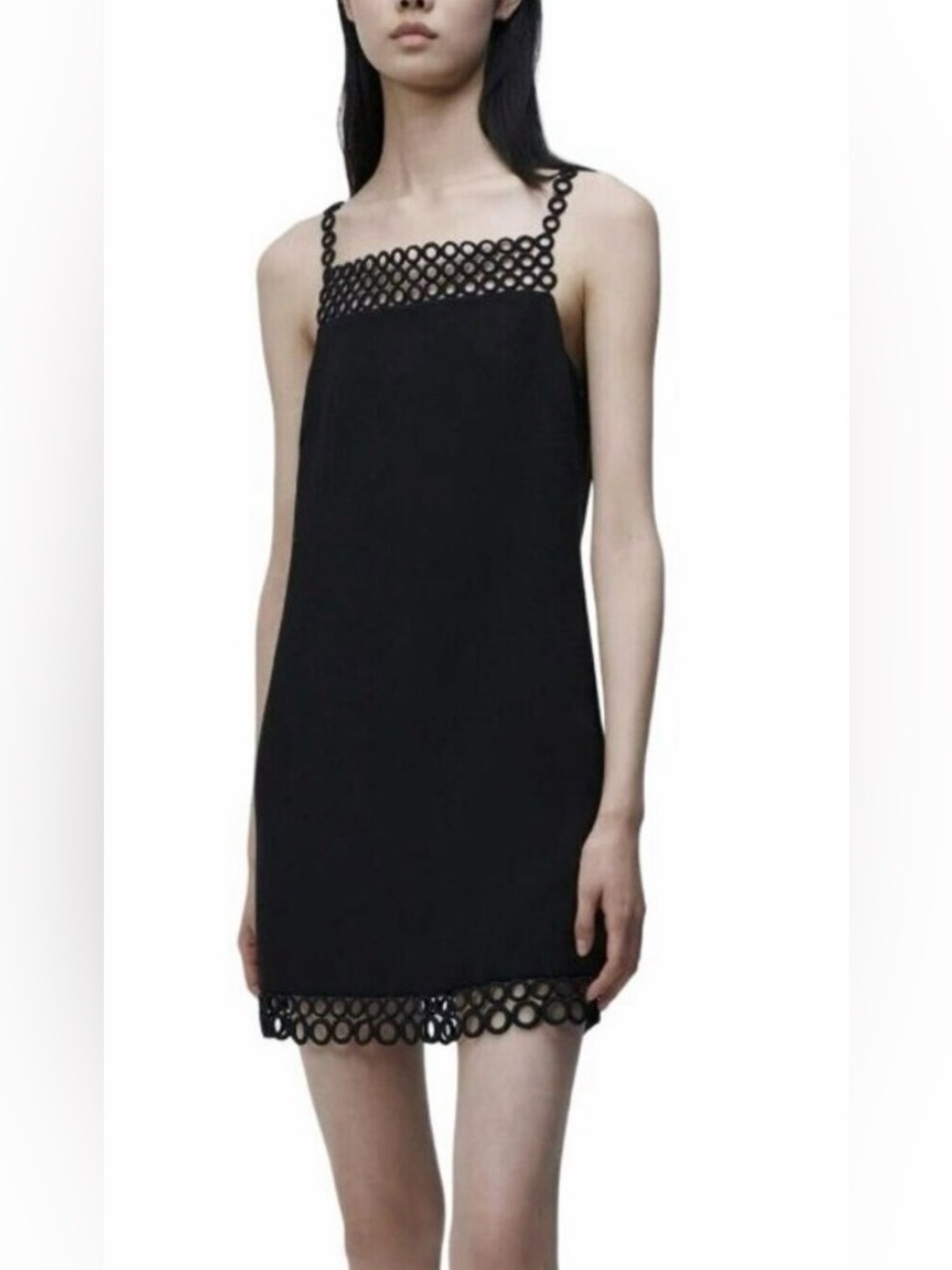 JONATHAN SIMKHAI $645 Marlie Black Crochet Crepe Mini Dress NWT Sz 0